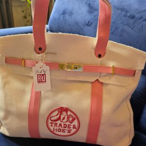 Pink Trade and Hoe's Hand Bag (Canvas Bag with Embroidered Patch)
