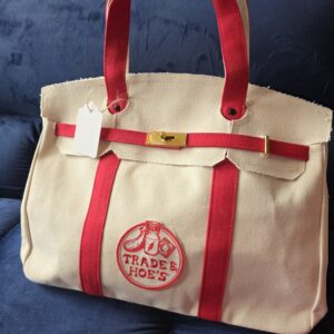 Red Trade and Hoe's Hand Bag (Canvas Bag with Embroidered Patch)